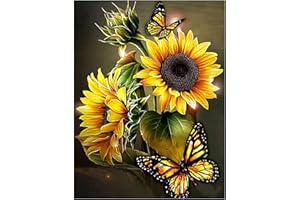 QTUIE Diamond Painting Kit Completo Quadri con Perline Fiori Pittura Diamante Mosaico fai da te Dipingi con i Diamanti Disegni con Perline Adesive Brillantini per Pittura Pareti,Decorazione da Parete