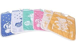 Tex family Lot de 6 bavettes bébé Jack © cm. 30 x 39 cm. Taille maxi bâillon avec élastique pur coton – 6 pièces pour fille féminine