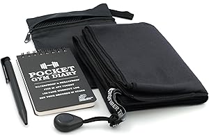 POLYMATH PRODUCTS Gym Accessory Pouch Set – Includes microfibre towel, waterproof Pocket Gym Diary, pen, zip-up storage bag and strong magnetic attachment loop.