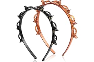 LOPHE Haarband mit Clips, 2 Stück Double Bangs Hairstyle Clip für Damen, Mädchen, Haarreifen mit Klammern Twist Clip Stirnband Frisurenhilfe