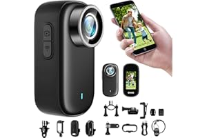 PUDET LUO 2025 Caméra Mini Sport 4K WiFi , Minicaméra d'action Sportive avec Écran 1.47 Pouce ＆ 150° Caméra Action , Miniature Étanche Caméra Casque Vélo Moto pour Vélo Surf /Animaux domestiques/Sports extrêmes