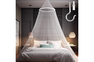 modacraft Spitze Leuchtende Moskitonetz für Doppelbett Einzelbett Babybett Kinderzimmer mit Klebehaken Schrauben, Feinmaschiges Betthimmel Mückennetz für Zuhause und Reisen Indoor Outdoor