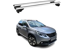 OMAC Barres de Toit Transversales Compatible avec Peugeot 2008 2013-2020 Aluminium Argent