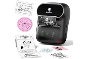 Phomemo M108 Etichettatrice Bluetooth, Portatile Stampante Etichette Adesive Termica Etichettatrice Etichette Adesive per Codici a barre,Cucina,negozi, Compatibile con iOS Android e PC, Nero