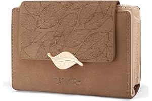 REETEE Portefeuille Femme en Cuir PU Porte Monnaie Femme Petit Format Porte Feuilles pour Femme avec 10 Porte Carte, Porte-Feuille Femmes Zippé Pochette à Monnaie (X-Brun)