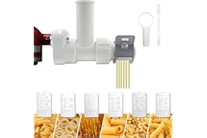 SUN3DRUCKER Nudelaufsatz für Kitchenaid Standmixer,Nudelroller Aufsatz mit 6 verschiedenen Formen von Nudelauslass,Spaghetti und Fettuccine für Kitchenaid Mixer Zubehör