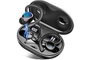 MATAST Wireless Earbud Bluetooth 5.4 Headphones Sports with Earhooks, Earphones Wireless Bluetooth ENC Noise Cancelling, 50H Playtime, IP7 Waterproof Ear buds In Ear for Sport/Running/Gym, Dual LED Display