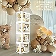 71Pcs Baby Shower Balloon Box for Boy Girl,4 String Lights,4 Transparent Balloon Boxes Block with 33 Letter,ONE+BABY+A-Z,30 Baby Box Party Balloon(White Sand&Gold) for Baby Shower,Birthday Party Decor