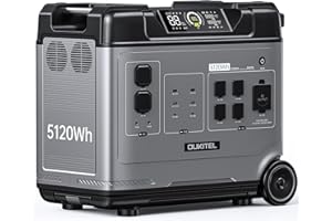 OUKITEL P5000 Powerstation, 5120Wh LiFePO4 Solargenerator, 5 x 1800W AC Ausgängen, 15 Steckdosen, 0-100% inner 1,8 Std. Schnelllade, USV Stromgenerator für Notfälle/Stromausfall/Heimgebrauch