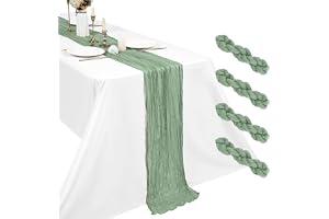 4-pack vissgrönt gasbind bordslöpare, 45x275 cm Boho gasbind bordslöpare 45x275 cm Rustik romantisk lång bordslöpare för bröl