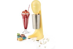 Giles & Posner Funfair Milkshake Maker – iskaffe Maker, 2 hastigheter, 500 ml mugg och kniv i rostfritt stål, mjölkskum, cock