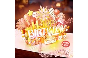 ‎FITMITE FITMITE Birthday Card with Lights and Music Blowable LED Light Candle Birthday Cards 3D Pop Up Singing Card Birthday for Wife, Girls