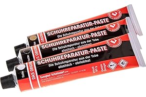 LANGLAUF SCHUHBEDARF Riparazione scarpe dal tubo, l'originale, set da 3 pezzi di pasta di riparazione per scarpe e suole di scarpe, set di riparazione delle scarpe, gomma liquida per scarpe, riparazione del tallone, suole