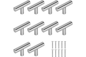 MengH-SHOP Möbelknöpfe T-förmiger Möbelgriff Edelstahl Schubladengriff Kabinett Knöpfe mit Schraube für Schrank Kleiderschrank Schublade Küche 10 Stück (Silber/50mm)