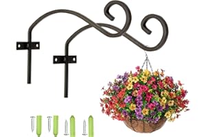 BRACKIT 2 x BLACK Hanging Basket Bracket - Fittings Included – Heavy Duty Hanging Basket Brackets Outdoor - Hanging Hooks - Elegant Design to Display your Outdoor Flower Baskets and Bird Feeders