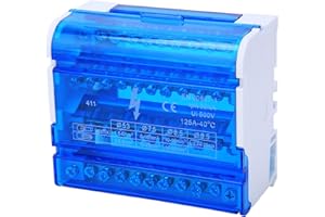 COCOARM Caja de Distribuci¨®n El¨¦ctrica de 4 Niveles, Bloque de Terminales de Carril DIN, con Cubierta Transparente Antipolvo, Monof¨¢sica 411, para Ingenier¨ªa El¨¦ctrica