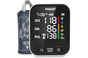 Yisunf Tensiómetro de Brazo Digital, 37'' Gran Pantalla LED, Medidor de Tension Arterial Brazo, Monitor De Presión Del Brazal