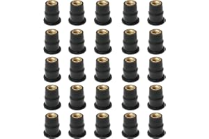 Yuiturt 25Pcs M5 nuts Rubber Well Nuts, 5mm Alloy Motorcycles Windshield Bolts, Wellnut Replacement Accessories, Fit for Motorcycles, Canoes, Kayaks Boat, Works on OEM or Aftermarket Windscreens