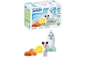 PLAYMOBIL JUNIOR & Disney Razzo di Topolino e avventura spaziale, Giocattolo sostenibile da 1 anno, Regalo per i più piccoli, Favorisce l'immaginazione e il primo apprendimento, 71771