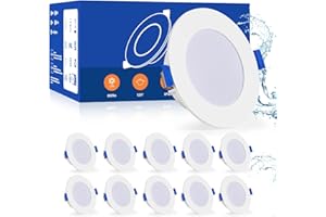 Leselux Spot LED Encastrable Extra Plat 30mm, 10x IP44 Spots Encastrés LED 68mm, 5W Spot de Plafond 4000K Blanc Neutre 450LM 80Ra, Spots Salle de Bain, Éclairage Encastrés Blanc Pour Cuisine Salon