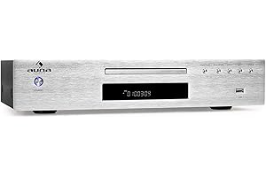 AUNA AV2-CD509 - Lecteur CD HiFi, Lecteur CD, Compatible MP3, Entrée USB-MP3, Sorties numérique et analogique, Utilisation Confortable - Argent
