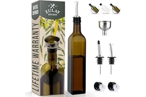 ZULAY KITCHEN Zulay Olive Oil Dispenser Bottle For Kitchen - Glass Olive Oil Bottle With 2 Spouts, 2 Removable Corks, 2 Caps, & 1 Funnel - Oil Bottle For Kitchen & Storing Liquids