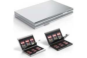 AYCLIF Étui pour Cartes mémoire en Aluminium résistant aux Chocs pour 12 Cartes Micro SD SDXC SDHC TF et 6 Cartes SD SDXC SDHC (Argent)