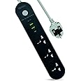 UNIPOWER 6 IN 1 Power Strip Extension Cord with 6 Outlets, 3 Universal Plug Adapters, 2 USB Ports, 1 Type C, Overload Protector and 3M Bold Extension Cord (Black) with Switch