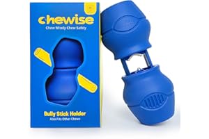 PETCLAN Chewise Soporte para Palitos Naturales de Toro para Perros, Uso rudo, diseño para prevenir el atragantamiento, Juguete para Mascotas Libre de BPA, Compatible con Varios tamaños y Razas
