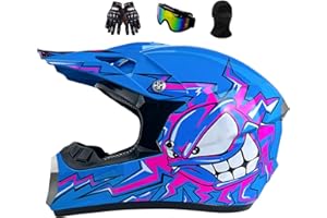 HELMYEZETT Downhill Motorradhelm Kinder, Jugendliche Motocross Helm Fullface MTB Integralhelm Herren Damen Motorrad Crosshelm, Ideal für Dirtbiken und Offroad-Aktivitäten, Mit Handschuhe Brille