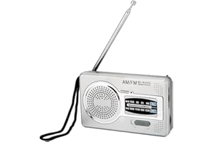 SERLIUM Pocket Radio 2AA Battery Operated AM FM Transistor Radio DSP Chip Portable Pocket Mini Radio with Loudspeaker Headphone Jack Silver Gray (#3)