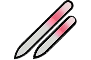 Mont Bleu Conjunto de 2 limas de uñas de cristal de color en estuche de terciopelo negro, vidrio templado checo auténtico - Fabricado a mano en la República Checa