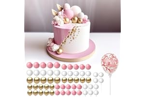 RAYE Happy Birthday Tortendeko,3 Farben Kuchen Deko, Tortendeko Kugeln,Cake Topper Geburtstag,Torten , mit Sternen Liebe Konfetti-Luftballons（Rosa）