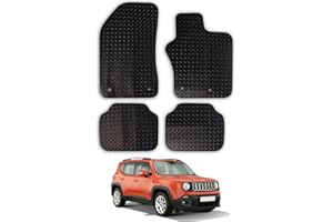 CAR MAT CO Car Mats for Jeep Renegade (2015+) Tailored Fit Rubber Floor Mat Set Accessory Black Custom Fitted 4 Pieces with Clips - Anti-Slip Backing, Heavy Duty & Waterproof