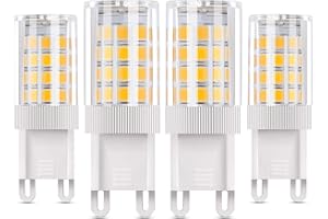 Vicloon Żarówki LED G9, 4 sztuki w opakowaniu, 5 W, zastępuje żarówki halogenowe 50 W, ciepła biel, 3000 K, bez możliwości ściemniania, kąt świecenia 360°, żarówka, 85-265 V AC