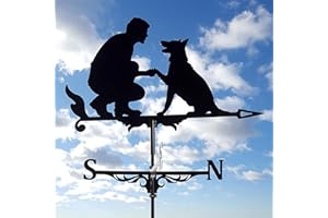 Dantazz Wetterhahn Metall für Garten, Wetterhahn Windrad Windrichtungsanzeiger Garten mit Stab, 3D Wetterhahn Geschnitztes Dekoration, für Garten Hinterhof Terrasse Hof Dach Ornament (Schwarz)