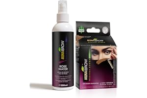 MinaiBrow Kit de tinte marrón claro | Polvo para colorear manchas de agua de rosas natural, tinte instantáneo para cejas a prueba de manchas