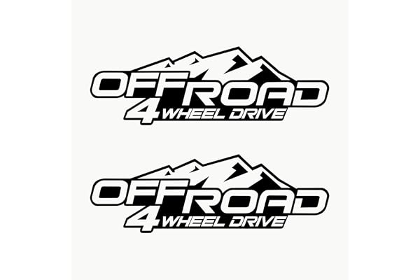 Autodomy Autocollant Voiture 4X4 Tout Terrain Off Road 2 Unités | Stickers Voiture 4x4 20x6,5 cm | Decalcomanies Exterieur (Noir)