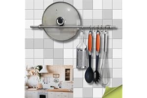 parpyon Porta Utensili da Cucina con Ganci, Barra Portautensili Cucina in Acciaio Inox Porta Mestoli da Cucina per Gadget da Cucina Coperchio Mestolo (90CM)