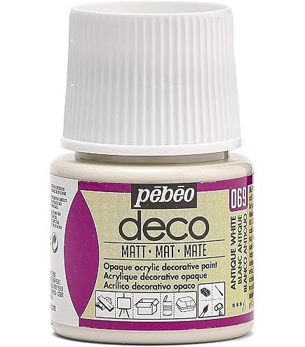 Pebeo Colore Per Ceramica A Freddo | 45 Ml | Colore 032 - Bianco Antico | Vernice Pronta All'Uso Per Decorazione Hobbistica