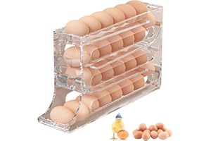 FRESHMAGIS Porta Uova da Frigo à 4 Niveaux Contient 30 Oeufs, Contenitori Frigorifero, Portauova Frigorifero, Organizer Frigorifero, basket vassoio per uova risparmio spazio per la cucina (trasparente).