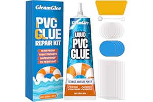 GLEAMGLEE Inflatable Puncture Repair Kit – Heavy-Duty Waterproof PVC Glue & Patches for Hot Tubs, Pools, Air Beds, Boats, Kayaks, Canoes, Spas & More – Includes Repair Glue, Patches & Applicator Tool - 80ml