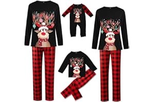 Solutra Weihnachts Pyjama Familie Set, Weihnachtspyjama Familie Set Weihnachts Schlafanzug, Weihnachten Nachtwäsche Partner für Damen Herren Kinder