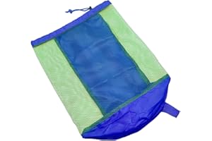 DHSBGWSX 1 Stück Strandspielzeug-Aufbewahrungstasche, Strandrucksack, Strandspielzeug-Netztasche, Faltbare Sandspielzeugtasche, Strandzubehör, Badespielzeug-Aufbewahrungstasche(Blau)