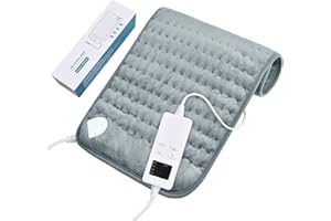 WIKSITE Coussin chauffant électrique avec arrêt automatique, technologie de chauffage rapide et protection contre la surchauffe, 6 niveaux de température, coussin chauffant de sécurité avec 4 minuteurs