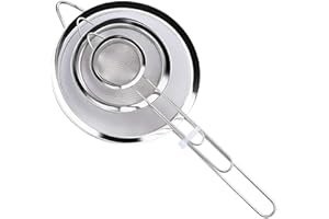 Wellehomi Fine Wire Mesh Kitchen Sieve Set 7,12,18cm with Rim - Upgraded Verison Stainless Steel Food Strainer & Sieve, Ideal for Straining Quinoa Juice Tea Jams Flour Sugar