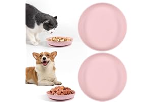 FGEN 2 PCS Futternapf für Katzen,Katzennapf Flach Futternapf,Silikon Futterschale,Silikonnapf breit für Trockenfutter und Nassfutter （Rosa）