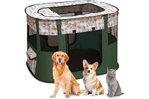 MEYUXG Parque plegable para perros y cachorros, parque portátil para interiores, para gatitos, conejos, XL (verde oscuro)