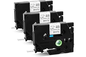 ‎MARKFIELD 3x MarkField Kompatible Schriftband Schrumpfschlauch HSe-231 HSe231 11.7mm Heat Shrink Tube Bänder Schwarz auf Weiß Kompatible mit Brother P-Touch PT-E110 E300 E550W H500 P700 D200 H105