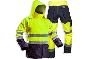NEO TOOLS Veste haute visibilité avec bandes réfléchissantes d'alerte en ISO 20471 Veste Orange Jaune Fluo Veste de pluie veste de travail d'alerte protection sécurité Veste